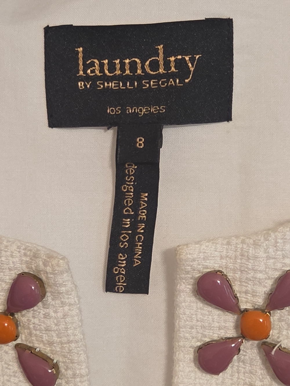 Laundry By Shelli Segal White Sleeveless Shift Dress With Pink Medallions Size 8 - Picture 4 of 5